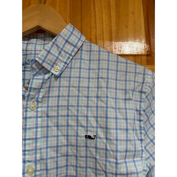 Vineyard Vines Kids On The Go Performance Grid Plaid Button Down Size L(16) - Picture 2 of 5